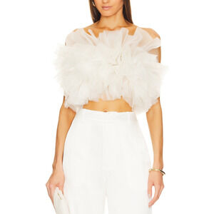 Lapointe Voluminous White Ruffle Poof Bustier Top Size 0